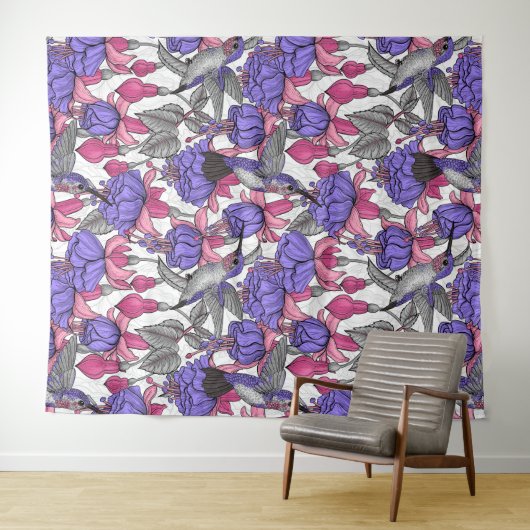 Garten von Hummingvogel, melrose und rosa Wandteppich (Beispiel (Horizontal))