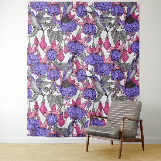 Garten von Hummingvogel, melrose und rosa Wandteppich (Beispiel)