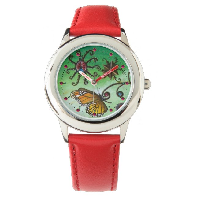 GARTEN VON MELISSA Magic Butterfly, Ladybug, Green Armbanduhr (Vorderseite)