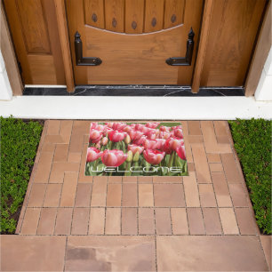 Garten von Pink Tulips Willkommen Fußmatte