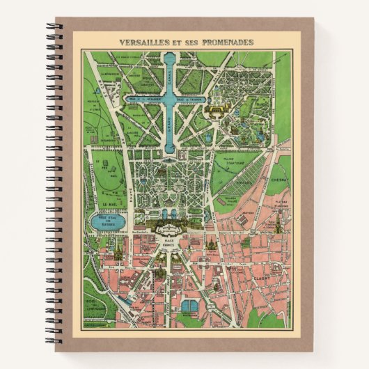 Gärten von Versailles, Vintag 1920 renoviert Notizblock (Vorderseite)