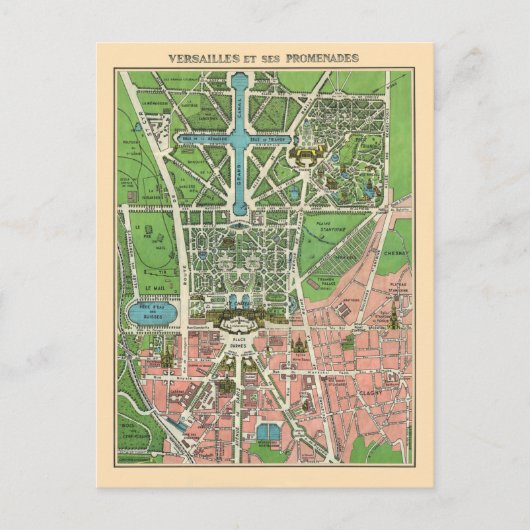Gärten von Versailles, Vintag 1920 renoviert Postkarte (Vorderseite)