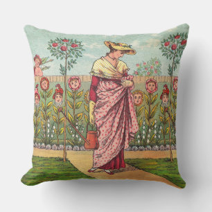Garten wächst Blumen Frau Kunst Antiquität Kissen