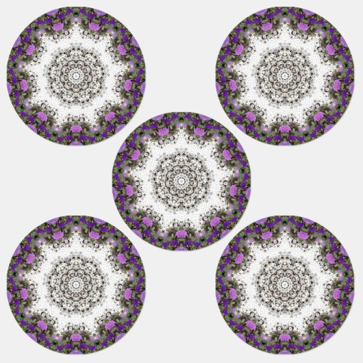 Garten Wasserbrunnen Purple Blumen Mandala Stil Etiketten (Gruppe)