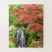 Garten Wasserfall im Herbst Puzzle (Vertikal)