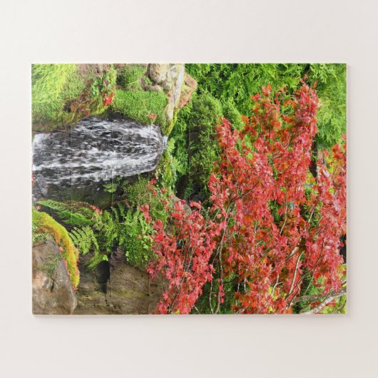 Garten Wasserfall im Herbst Puzzle (Horizontal)