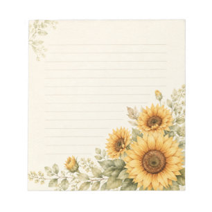 Garten-Wasserfarbe Goldene Sonnenblume Notizblock