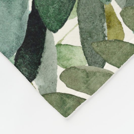 Garten - Wasserfarben Rustikale botanische Blätter Fleecedecke (Ecke)