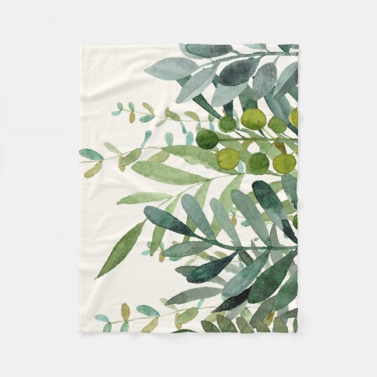 Garten - Wasserfarben Rustikale botanische Blätter Fleecedecke (Vorderseite)