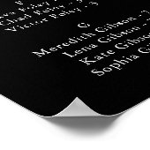 Garten-Wildblume Schwarzes Alphabetisches Sitzplan Poster (Ecke)