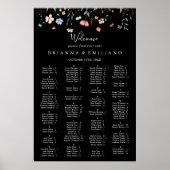 Garten-Wildblume Schwarzes Alphabetisches Sitzplan Poster (Vorne)