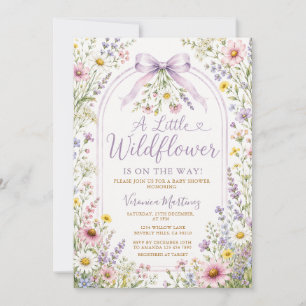 Garten-Wildblumen-Rand lila Mädchen Baby-Party Einladung