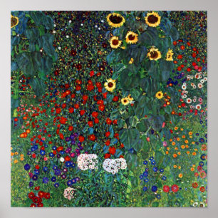Gartenanlage Gustav Klimt mit Sonnenblumen Poster