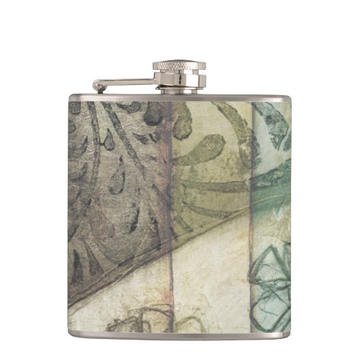 Gartenanlage mit Blätter, Blume und Gras Flachmann (Vorderseite)