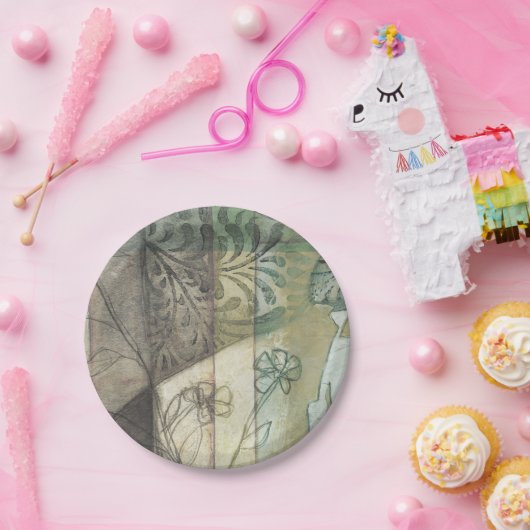 Gartenanlage mit Blätter, Blume und Gras Pappteller (Party)