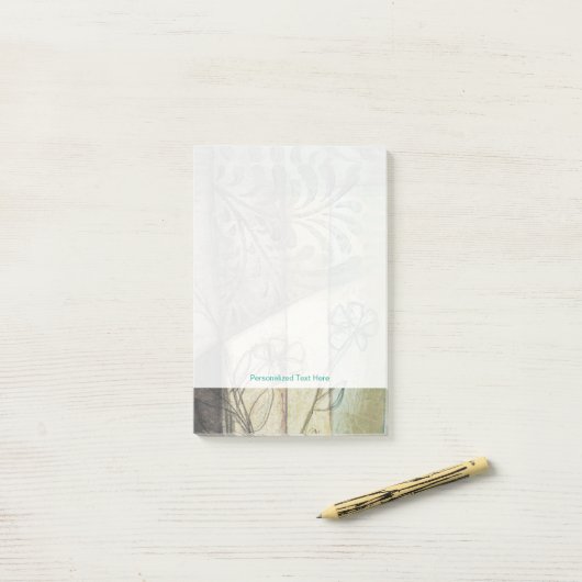 Gartenanlage mit Blätter, Blume und Gras Post-it Klebezettel (Auf Schreibtisch)