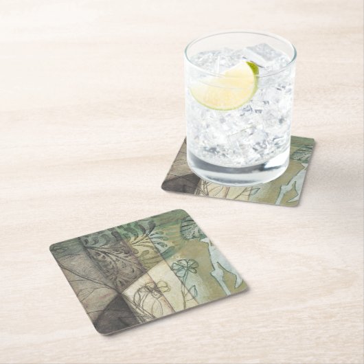 Gartenanlage mit Blätter, Blume und Gras Rechteckiger Pappuntersetzer (Vor Ort)