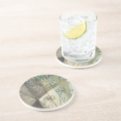 Gartenanlage mit Blätter, Blume und Gras Sandstein Untersetzer (Seite)