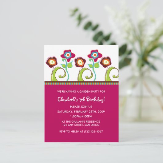 Gartenanlage Party Einladung (Stehend Vorderseite)