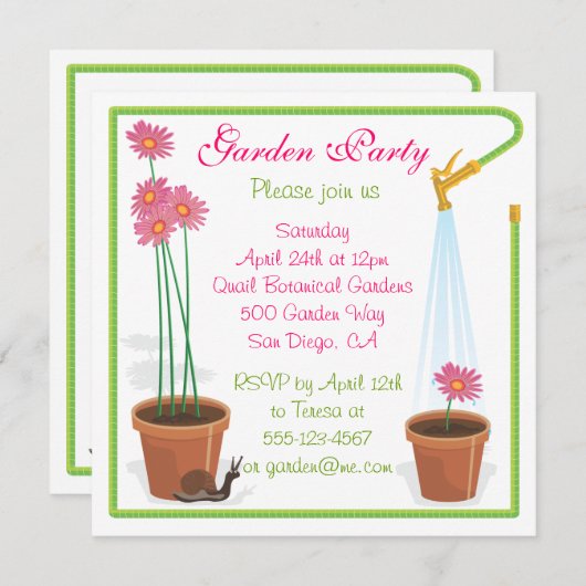 Gartenanlage Party Einladung (Vorne/Hinten)