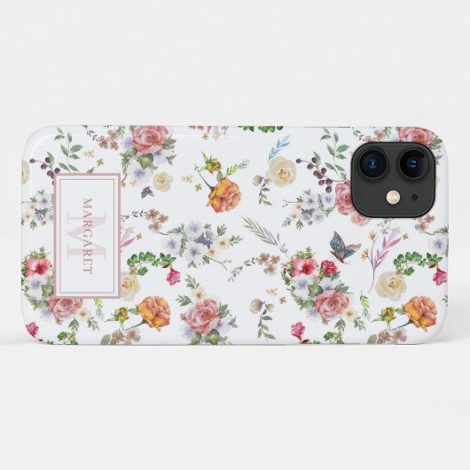 Gartenanlage Rose Rosa Blumenbeere Mit Monogramm C Case-Mate iPhone Hülle (Rückseite (Horizontal))