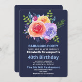 Gartenanlagen Rose Wasserfarben Blume Geburtstag Einladung (Vorne/Hinten)