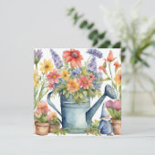 Gartenanlagen und Blume Wasser Wasserfarben Karte (Stehend Vorderseite)