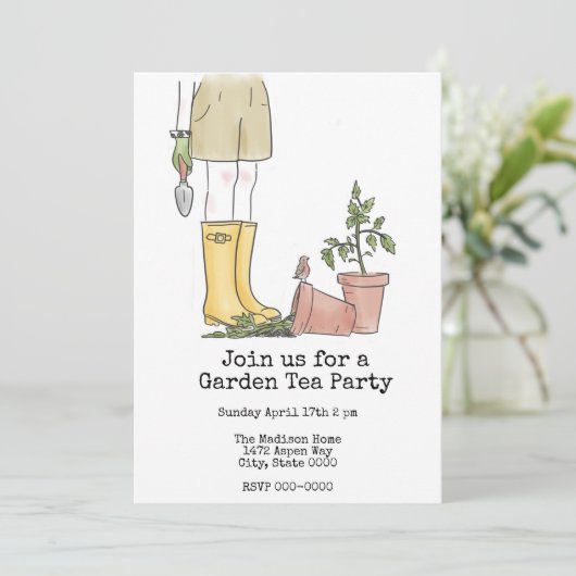 Gartenarbeit Einladung (Stehend Vorderseite)