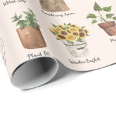 Gartenarbeit Essenzielle Wasserfarben Sonnenblumen Geschenkpapier (Rolleneckpunkt)