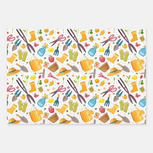 Gartenarbeit Geschenkpapier Set (Vorderseite)