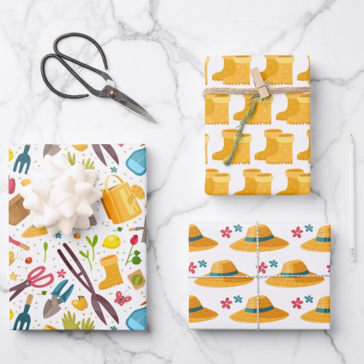 Gartenarbeit Geschenkpapier Set (Vorderseite)