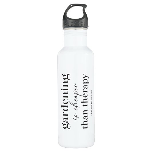 Gartenarbeit ist billiger als Therapy Funny Quote Edelstahlflasche (Vorderseite)