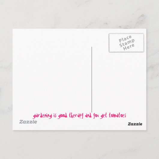 Gartenarbeit ist eine gute Therapie und man bekomm Postkarte (Rückseite)