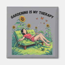 Gartenarbeit ist meine Therapie Magnet - grau