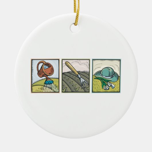 Gartenarbeit Keramik Ornament (Vorne)