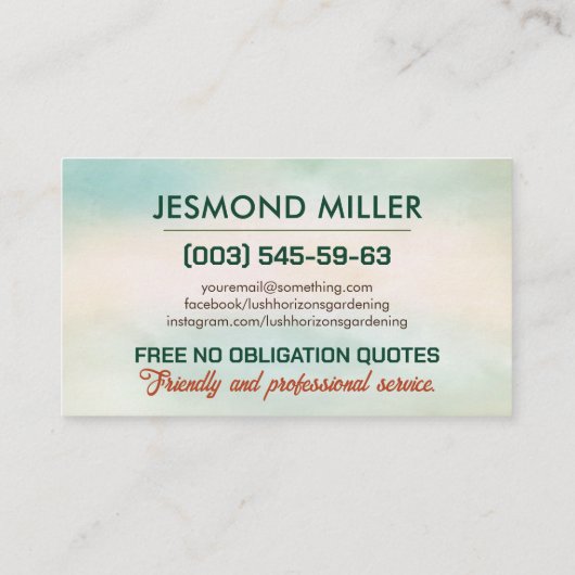 Gartenarbeit Landschaften Visitenkarte (Rückseite)