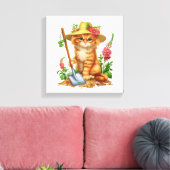 Gartenarbeit mit Katzen Leinwanddruck (Insitu (Wohnzimmer))