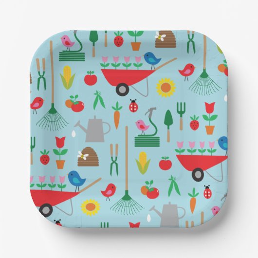 Gartenarbeit Pappteller (Vorderseite)