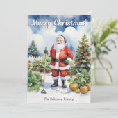 Gartenarbeit Santa Frohe Weihnachten Gemüsegarten (Stehend Vorderseite)