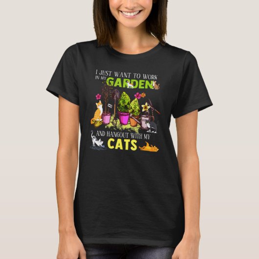 Gartenarbeit und Treffen mit Katzen Gemüsegärtner T-Shirt (Vorderseite)