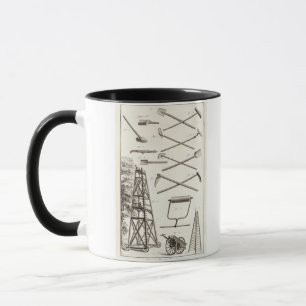 Gartenarbeitwerkzeuge und eine mobile tasse