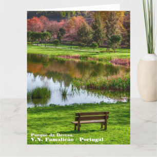 Gartenbank mit Blick auf See/Teich Dankeskarte