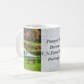 Gartenbank mit Blick auf See/Teich Kaffeetasse (Vorderseite Links)