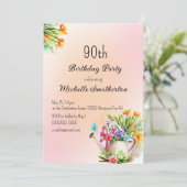 Gartenbau Blume 90. Geburtstagsparty Einladung (Stehend Vorderseite)
