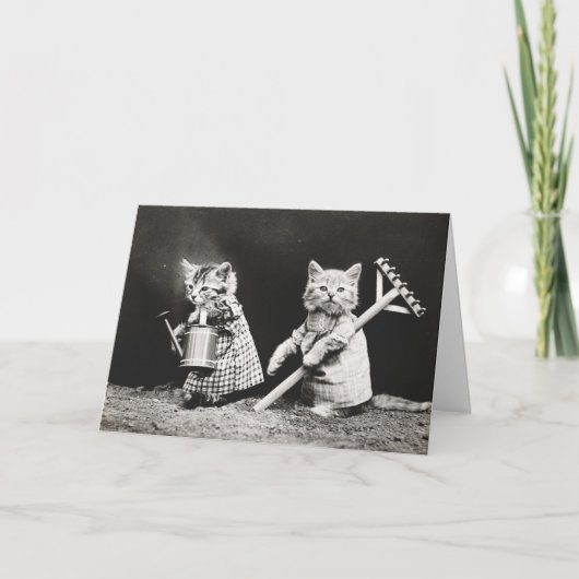 Gartenbau Kätzchen | Kitty with Rake Karte (Vorderseite)