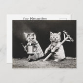 Gartenbau Kätzchen | Kitty with Rake Postkarte (Vorne/Hinten)