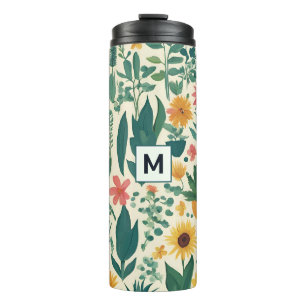 Gartenbau Pflanze Blume Mit Monogramm Hübsch Thermosbecher