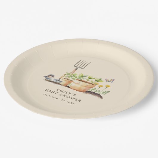 Gartenbau Pflanze Kleine Sprout Babydusche Pappteller (Schrägansicht)