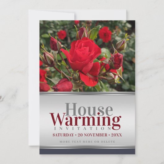 Gartenbau Rote Rosen Einladung (Vorderseite)