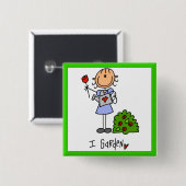 Gartenbau-Strichmännchen Button (Vorne & Hinten)